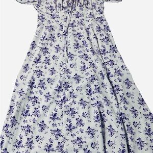 Floral Purple and White Maxi Dress